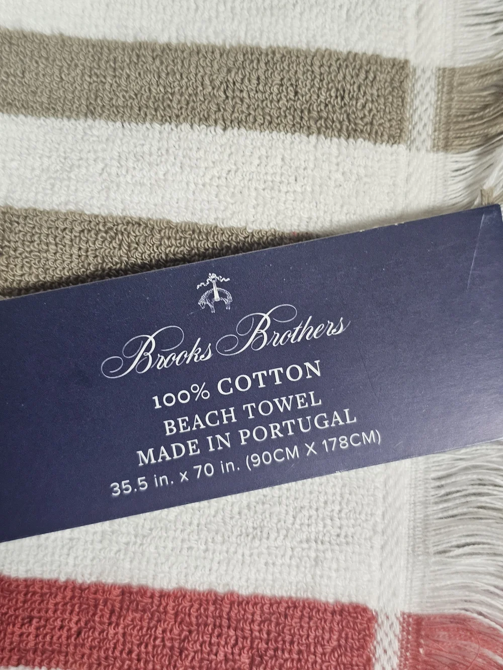 Brooks Brothers Striped Cotton Towel  in White, Red, Blue & Brown